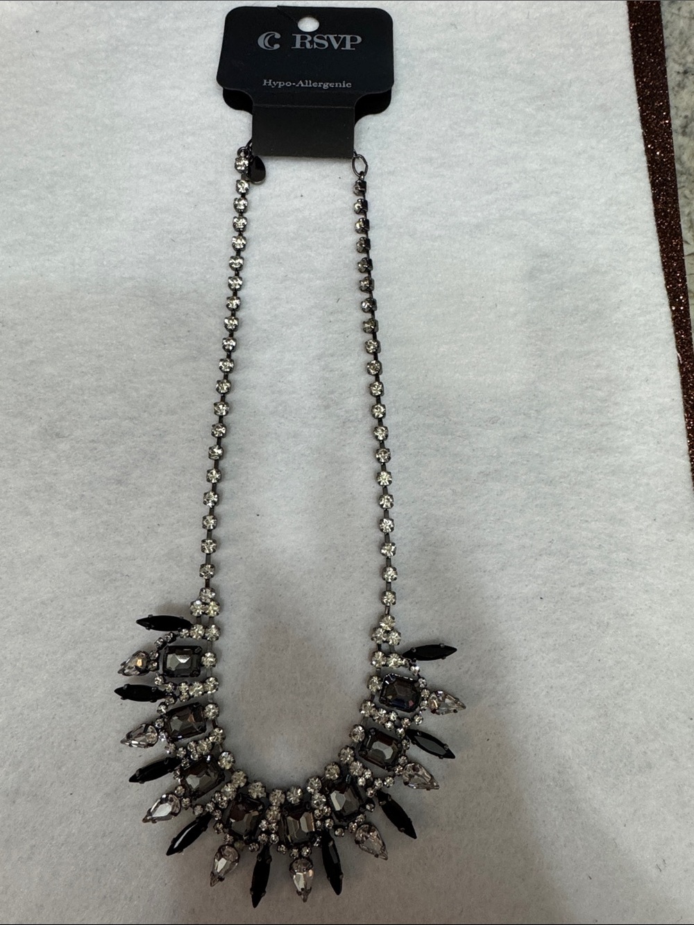 RSVP Black and Silver Crystal Bib Necklace